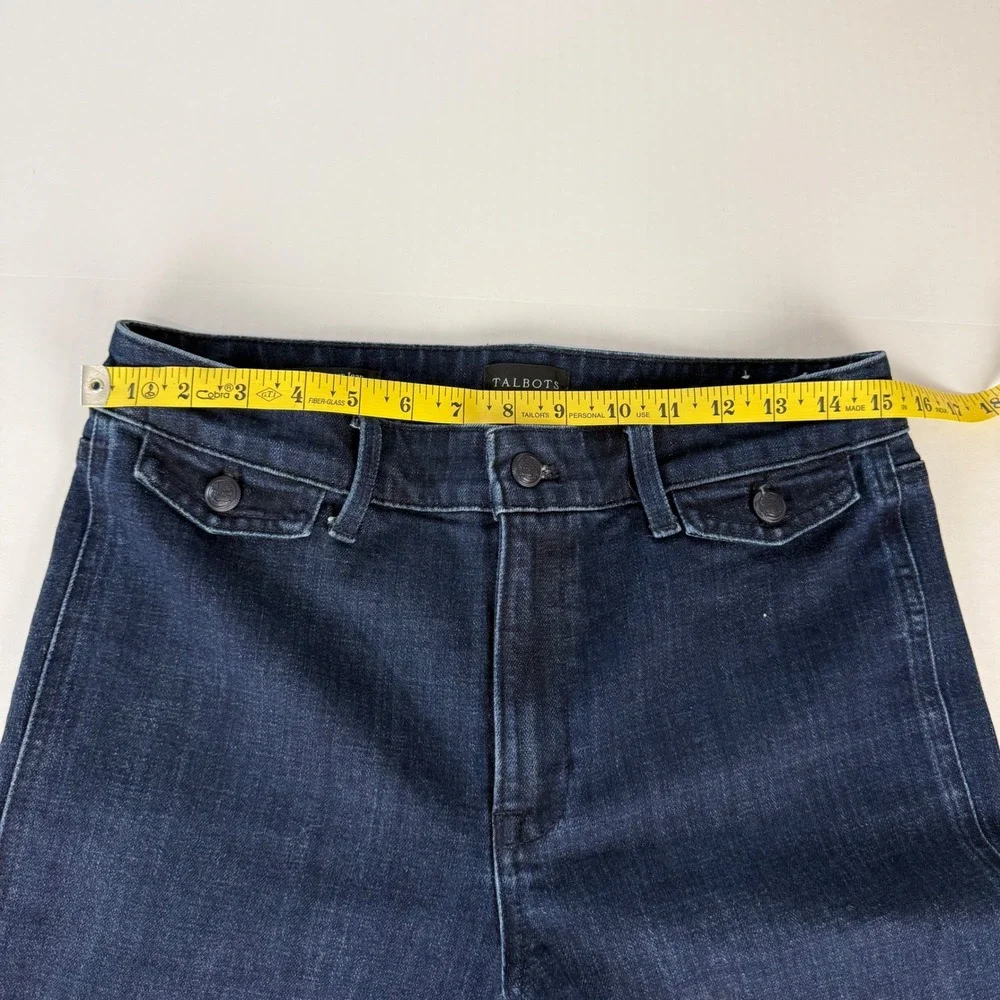 Talbots Womens Dark Wash Trouser Jeans Wide Leg High Rise Blue Size 6‎